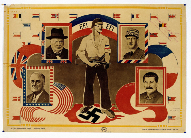 FFI et portraits des chefs alliés /MLN-MUR, affiche
