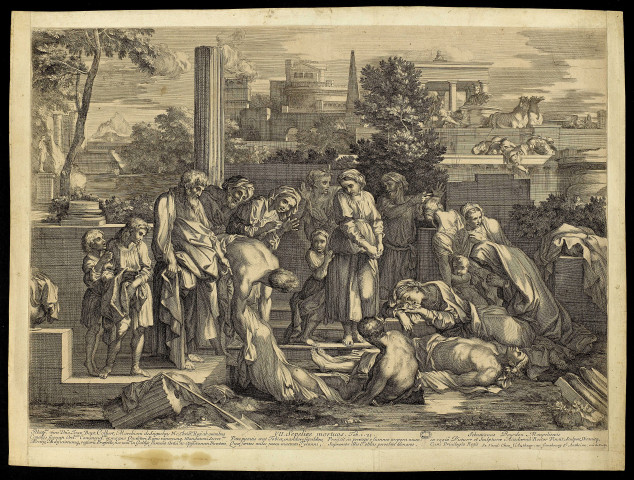 VII.Sepelire mortuos. Job.1.21 [image fixe] / Illustr.mo viro Dno. Joan.Bapt. Colbert, Marchioni de Seignelay ; Sebastianus Bourdon Monpeliensis , 1636/1671