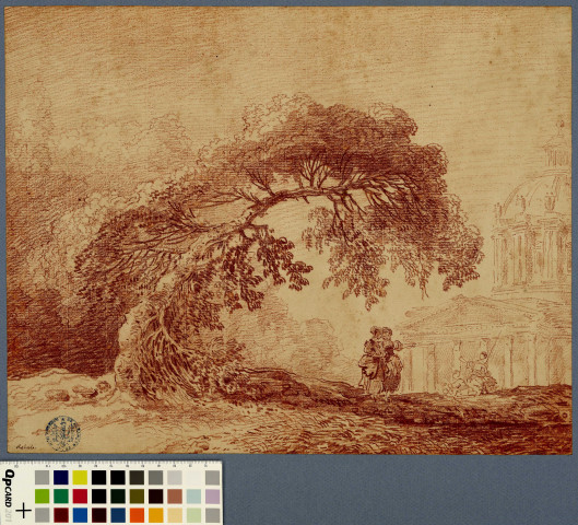 Paysage avec une coupole d'église , [France : Paris], [vers 1770]