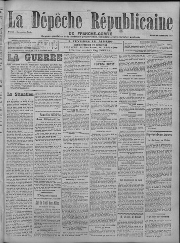 17/11/1914 - La Dépêche républicaine de Franche-Comté [Texte imprimé]