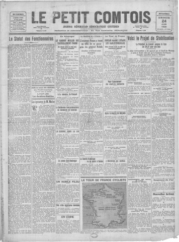 24/06/1928 - Le petit comtois [Texte imprimé] : journal républicain démocratique quotidien