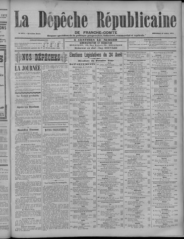 27/04/1910 - La Dépêche républicaine de Franche-Comté [Texte imprimé]