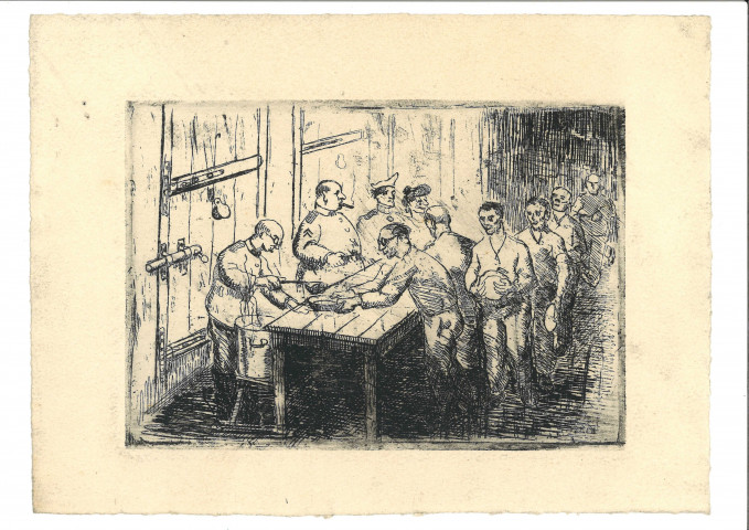 La distribution de soupe, lithographie de Léon Delarbre