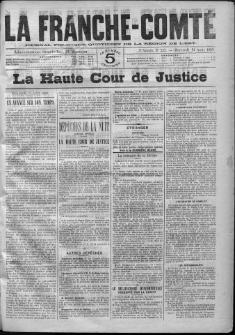 14/08/1889 - La Franche-Comté : journal politique de la région de l'Est