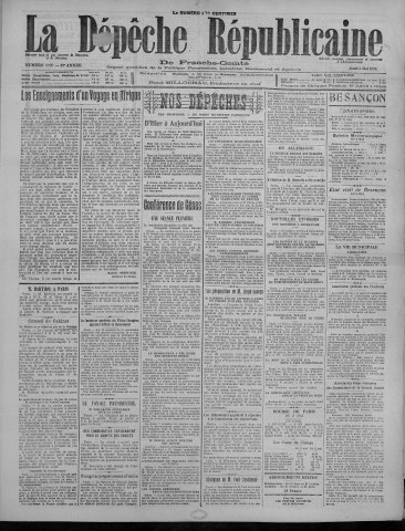 04/05/1922 - La Dépêche républicaine de Franche-Comté [Texte imprimé]