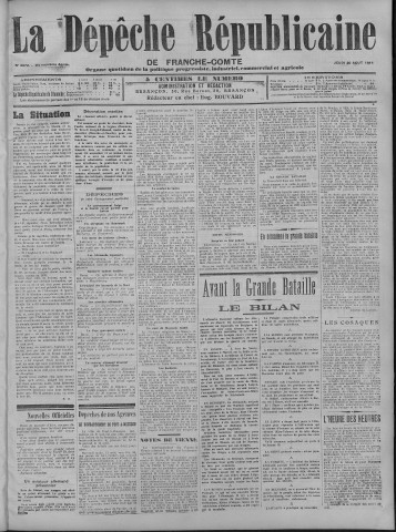 20/08/1914 - La Dépêche républicaine de Franche-Comté [Texte imprimé]