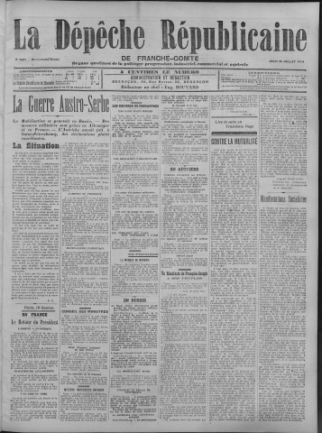 30/07/1914 - La Dépêche républicaine de Franche-Comté [Texte imprimé]