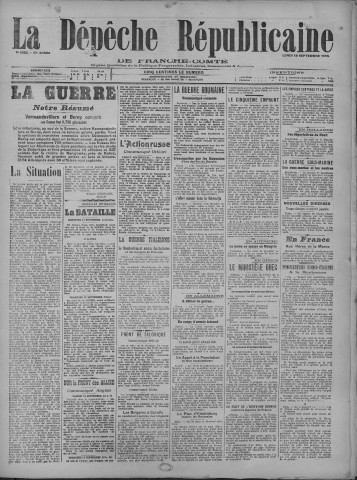 18/09/1916 - La Dépêche républicaine de Franche-Comté [Texte imprimé]