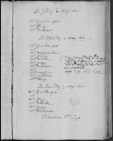 Registre des délibérations municipales 1er mars 1670 - 23 juin 1671