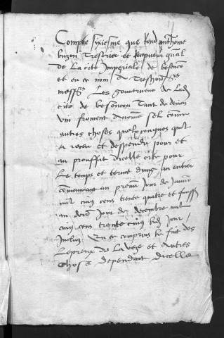 Comptes de la Ville de Besançon, recettes et dépenses, Compte de Antoine Buzon (1er janvier - 31 décembre 1535)