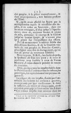 Remontrances du Parlement de Besançon du 18 juin 1760