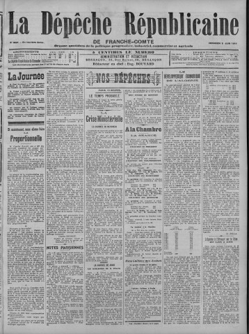 05/06/1914 - La Dépêche républicaine de Franche-Comté [Texte imprimé]