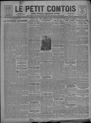 10/02/1931 - Le petit comtois [Texte imprimé] : journal républicain démocratique quotidien