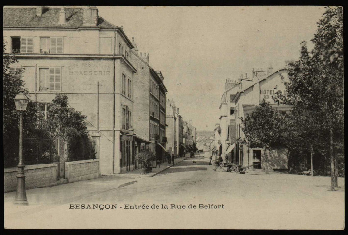 Besançon. - Entrée de la Rue de Belfort [image fixe] : Photo. D. & M., 1897/1903