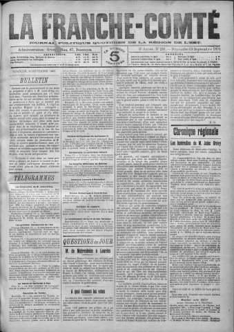 13/09/1891 - La Franche-Comté : journal politique de la région de l'Est