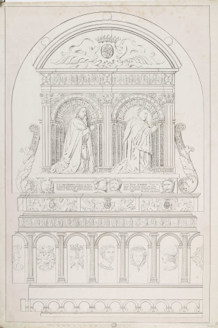 [Monument commémoratif de Jean et Pierre d'Andelot, en priant, de la Chapelle d'Andelot, Eglise Saint-Hilaire à Pesmes] [estampe] / [Pierre Marnotte] , [S.l.] : [s.n.], [1797-1882]