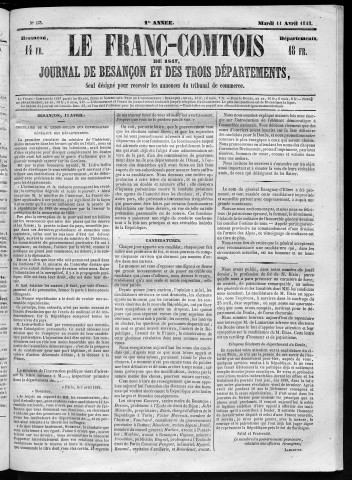 11/04/1848 - Le Franc-comtois - Journal de Besançon et des trois départements