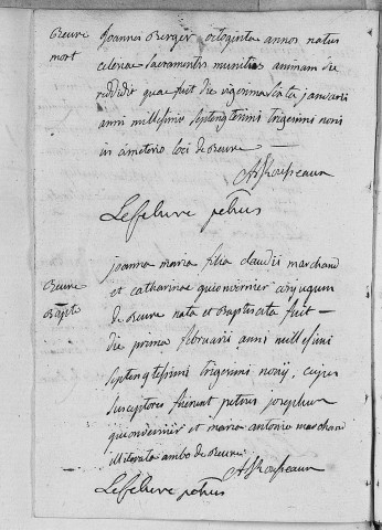 Paroisse de Velotte et de Beure : baptêmes (naissances), mariages, sépultures (décès) (5 janvier 1739 - 17 décembre 1749)