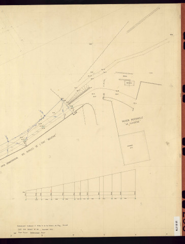 Plan topographique du projet d'alignement de la rue desservant le foyer départemental des Pupilles de l'État de Bellevue et la maison Maternelle "La Clairière".