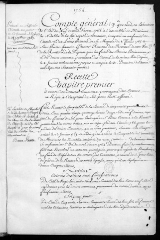 Comptes de la Ville de Besançon, recettes et dépenses, Compte de Pierre François Garnier (1764)