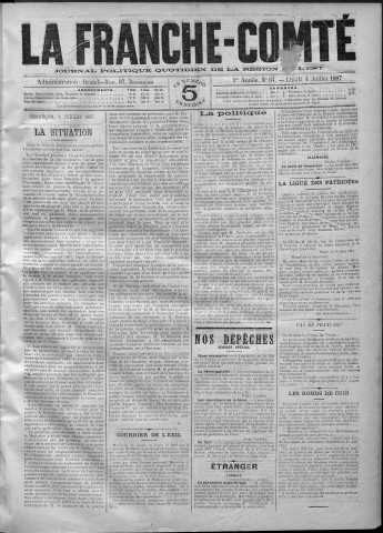 04/07/1887 - La Franche-Comté : journal politique de la région de l'Est