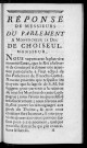 Réponse de Messieurs du Parlement [de Franche-Comté] à Monseigneur le duc de Choiseul