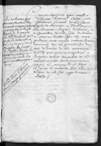 Comptes de la Ville de Besançon, recettes et dépenses, Compte de Jacques Antoine Varin (1682)