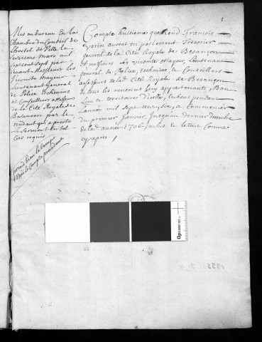 Comptes de la Ville de Besançon, recettes et dépenses, Compte de François Varin (1706) (Double du précédént)