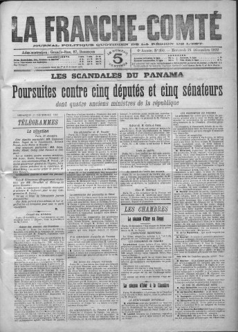 21/12/1892 - La Franche-Comté : journal politique de la région de l'Est
