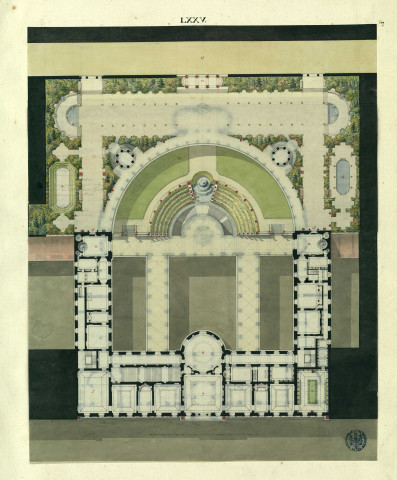 Plan d'un palais à Palerme / Pierre-Adrien Pâris , [S.l.] : [P.-A. Pâris], [1700-1800]