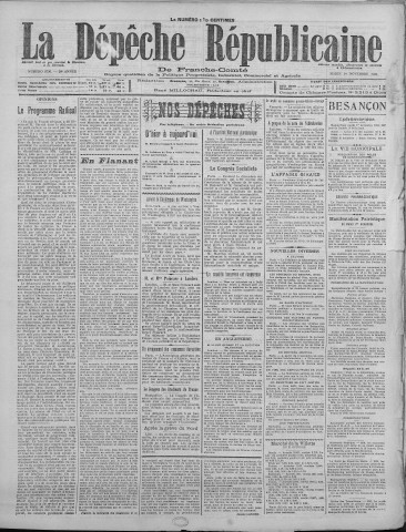 01/11/1921 - La Dépêche républicaine de Franche-Comté [Texte imprimé]