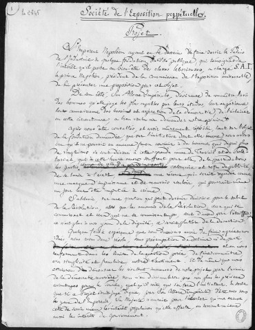 Ms 2845 - Pierre-Joseph Proudhon. "Société de l'exposition perpétuelle. Projet".