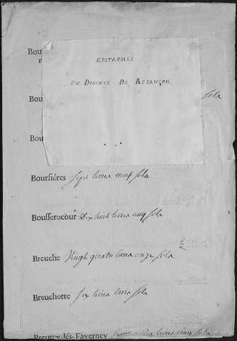 Ms Baverel 123 - Recueil d'épitaphes franc-comtoises, transcrites par l'abbé J.-P. Baverel