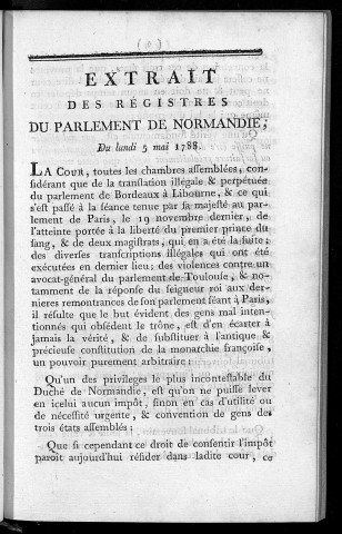 Extrait des registres du parlement de Normandie...5 mai 1788