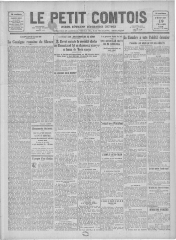 29/02/1928 - Le petit comtois [Texte imprimé] : journal républicain démocratique quotidien