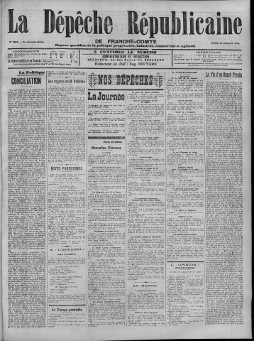 30/07/1912 - La Dépêche républicaine de Franche-Comté [Texte imprimé]
