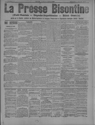 01/02/1920 - La Dépêche républicaine de Franche-Comté [Texte imprimé]