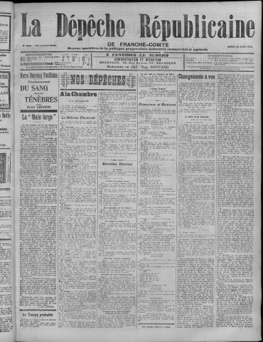 25/06/1912 - La Dépêche républicaine de Franche-Comté [Texte imprimé]