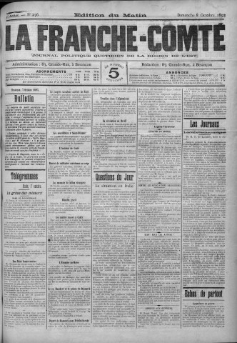 08/10/1893 - La Franche-Comté : journal politique de la région de l'Est