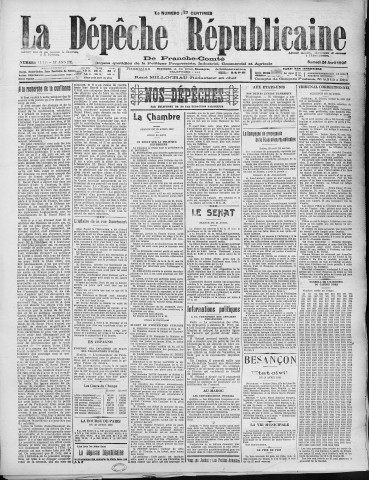 24/04/1926 - La Dépêche républicaine de Franche-Comté [Texte imprimé]