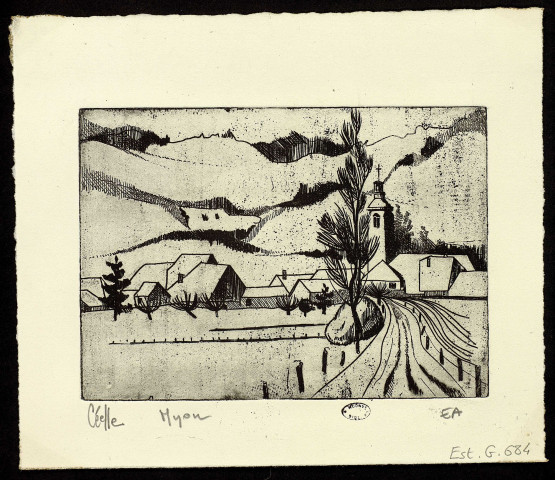 Myon [Doubs] [estampe] / Céelle , [Paris : Atelier Georges Leblanc], 1973