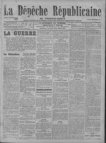 07/09/1914 - La Dépêche républicaine de Franche-Comté [Texte imprimé]