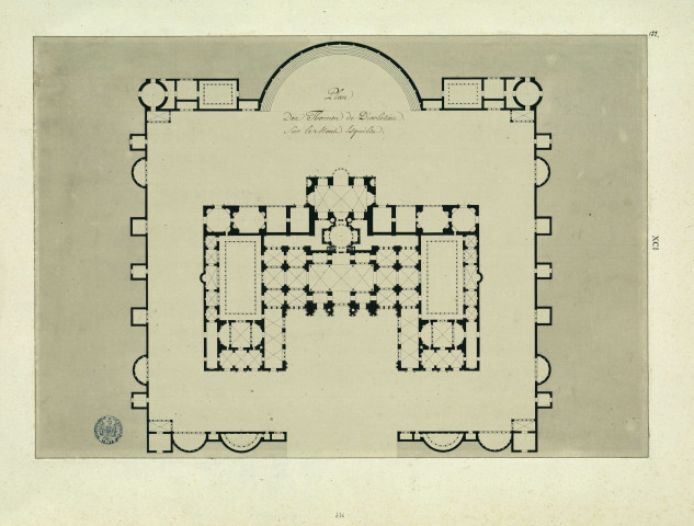 Plan des thermes de Dioclétien sur le Mont Esquilin / Pierre-Adrien Pâris , [S.l.] : [P.-A. Pâris], [1700-1800]