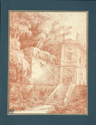 34 - Vue inspirée par les jardins de la villa d'Este / Hubert Robert , [Rome], 1763