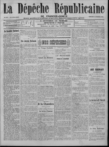 21/02/1913 - La Dépêche républicaine de Franche-Comté [Texte imprimé]