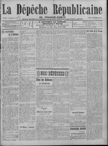 11/11/1912 - La Dépêche républicaine de Franche-Comté [Texte imprimé]