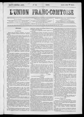 16/03/1880 - L'Union franc-comtoise [Texte imprimé]
