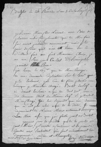 Ms 621 - Correspondance et papiers du lieutenant-colonel chevalier Lécurel d'Escoreaux