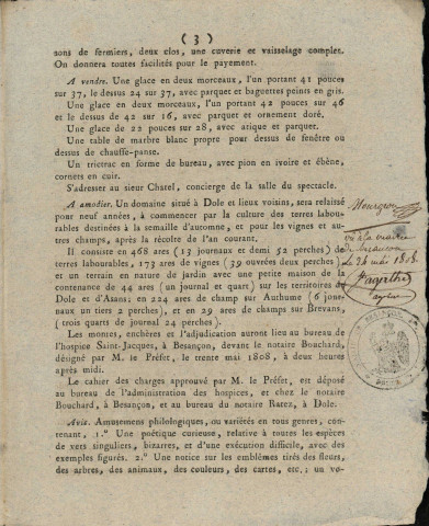22/05/1808 - Feuille d'avis autorisée par arrêté de M. le Préfet du département du Doubs