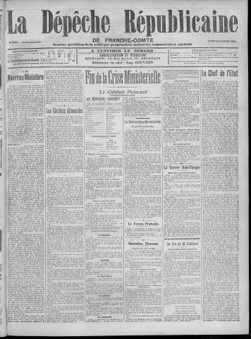 15/01/1912 - La Dépêche républicaine de Franche-Comté [Texte imprimé]